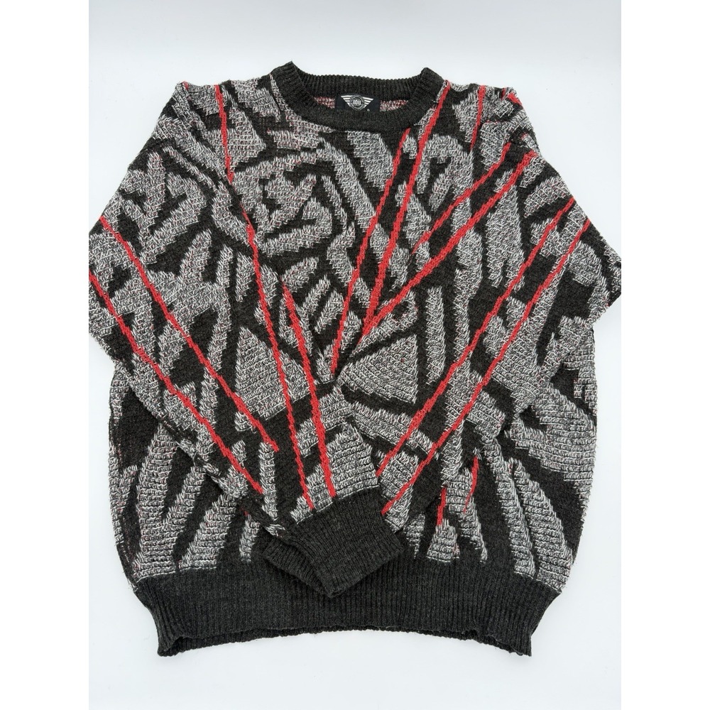 I.O.U. Vintage 90s 80s Knit Sweater Mens Wool Acrylic Blend Crewneck Size Medium
